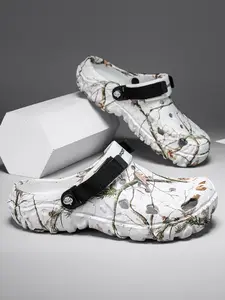 Summer Men's Stylish Outdoor Casual Garden Shoes, Beach Flip Flops, Beach Slippers, Marbled Clog, Comfortable Hole Shoes, Lightweight Breathable Footwear