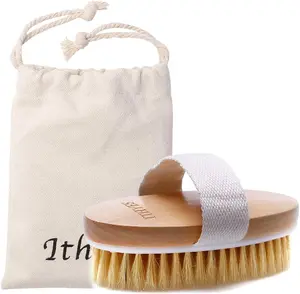 Dry Brushing Body Brush Exfoliating Brush Natural Bristle Bath Brush for Remove Dead Skin Toxins Cellulite,Treatment,Improves Lymphatic Functions,Exfoliates,Stimulates Blood Circulation Ithyes