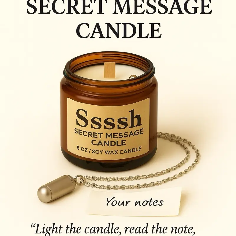 Ssssh Secret Message Candle 8 oz Soy Wax Gift Candle with Hidden Wish Capsule for Unique Notes