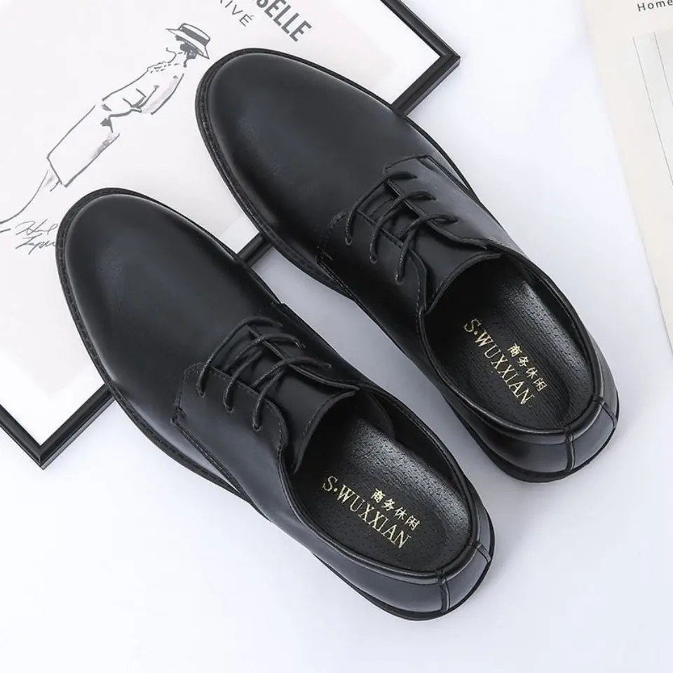 (New)Men'S Dress Shoes|   Spring Autumn Youth British Style Casual Business Wedding Shoes, Versatile Flats Lightweight Work Shoes, Slip Soft Sole Derby Shoes, Wear-Resistant Cushioned Loafers