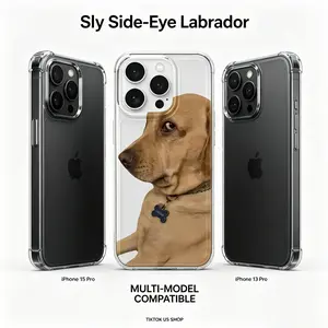 Hilarious Sly Side-Eye Labrador iPhone Case, Protective Clear Cover for Multiple Models, Dog Lover Gift