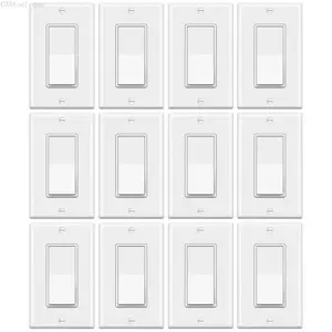 12 Pack Single Pole Rocker Light Switch, 15A 120/277V, Wallplate IncludedC38tool que