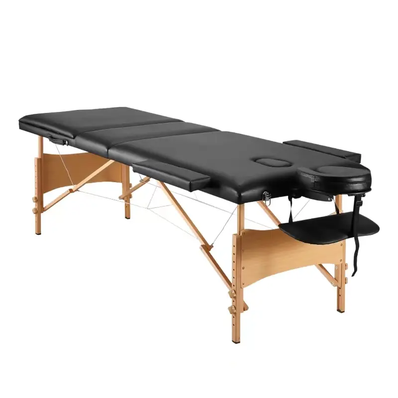 Folding Massage Table Professional Portable Spa Lash Bed with Bolster 82 Inches Height Adjustable with Hard Beech Legs for Tattoo Eyelash Carrying Bag and Accessories