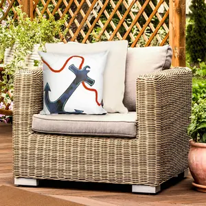 Lush Decor VISIONS I Indoor/Outdoor Handmade Pillow - Transitional Graphic Casual Beach Accent  (Anchor)