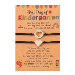 2 Pieces Matching Heart Charm Bracelets Back to School Mother And Daughter for Wish Bracelet Separation Gift Women G