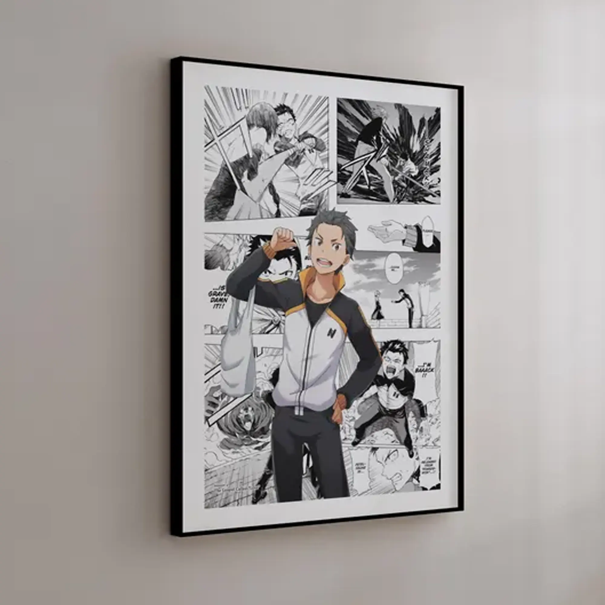 Manga Panel Poster, Subaru Natsuki Anime Art Poster, Re:Zero Inspired Wall Art, Anime Decor Print (No Frame), Gift For Fans