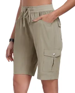 Women's Lightweight Quick-Drying Outdoor Shorts with Multiple Function Pockets & Elastic Waistband for Hiking & Camping - Fitness Summer Bottom