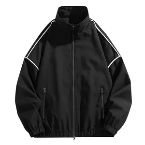Wyobmus Mens Windbreaker Jacket Lightweight Stand Collar Wear Resistant Windbreakers Outwear for Outdoor Hiking Black
