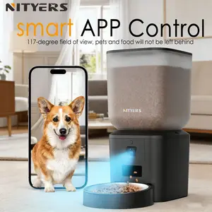 Nityers  Automatic Dog Feeder with Camera Rotation, 8L Capacity, 1080P Video, Night Vision, 5g WiFi, APP Control, Voice Record, 2-Way Talk