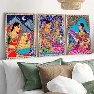 3pcs/set Vibrant Indian-Style Canvas Art Prints with - Colorful Traditional Designs for Living Room, Cafe, Bar, Home Decorative, No Frame