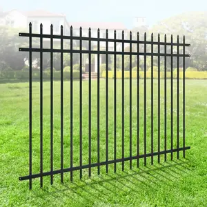 Fencer Wire Heavy Duty Pinnacle Fence Barrier Panel, 5FT Height X 8FT Width Anti-Rust Metal Fencing Panel, 2” Diameter Steel Outdoor Decorative Garden Fence Panel for Yard, Pool, Patio, Pack of 1/5/10