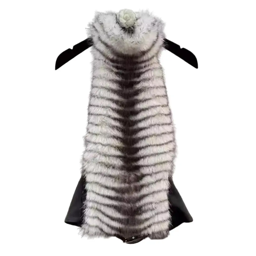 Jessica Bara Jerna Turtleneck Fur Backless Top