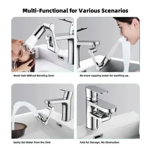 1080° Rotation All-Copper Mechanical Arm Faucet Extender | Anti-Splash, Multi-use for Bathroom Sink – Easy Hair Wash & Teeth Brushing!