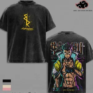 David Martinez Cyberpunk Edgerunners Anime T-Shirt Vintage Acid Wash Oversized Graphic Tee Streetwear Gym Pump Gift Animes Fans 7E7