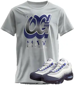 AM 95 OG Sapphire/Photon Dusk Raisin Match T Shirt, 95 OG Max Graphic Tee, 90s Hip Hop Tee, Gift For Women and Man Unisex T-Shirt, Cozy Gift