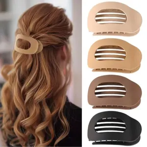 4-Piece Set Matte Solid Color/leopard Print Flat Hair Clips, Chic Acrylic Claw Clips for Thick or Thin Hair, Perfect for Everyday and Party Styles