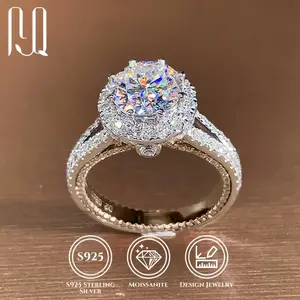 Elegant and Luxurious 2 Carat 925 Sterling Silver Moissanite Diamond Ring, 18K White Gold Plated, 5 Layers of Electroplating, Perfect Engagement/Wedding/Anniversary/Birthday Gift for Women, Size Options Available