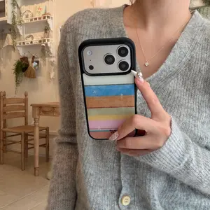 Stylish Striped Star Protective iPhone Case for iPhone 17 Pro Max, 16 Pro Max, 15 Pro Max, and 14 Pro, Creative Fashion Aesthetic Cell Phone Cover