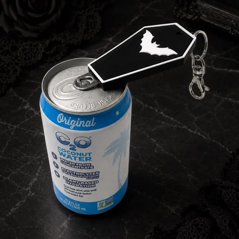 Coffin Can Tab Opener Keychain - Spooky, Portable Beverage Can Opener for On-the-Go Drinks, Halloween Themed Accessory