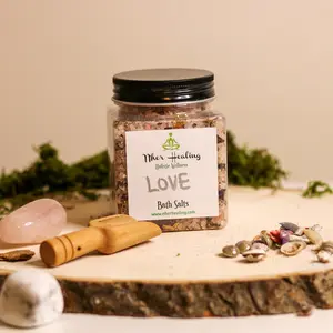 Healing Aphrodisiac Bath Salt Blend for Soothing Comfort and Cleansing - Self-Love and Love Drawing Herbal Mix with Dead Sea Salt, Lavender, Chamomile & Roses