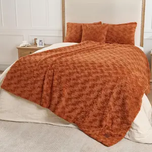 Faux   Throw Blanket,Super Soft Plush Thick Warm Blanket,Fuzzy Luxury Plush Decorative Blanket for Couch Bed Sofa-Burnt Orange(50 * 60inch)