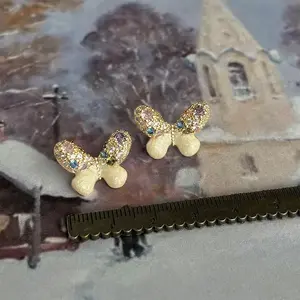 White Romantic ~ Vintage French Style Milky White Oil Drop Earrings Collection Retro Gentle Style Earrings