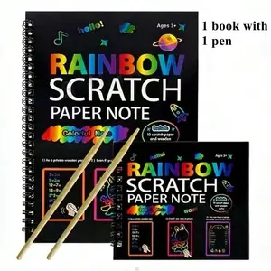 Rainbow Scratch Art Notebook Set, Creative Drawing Book, Perfect Gift for Birthdays & Parties, Easter Egg Basket Filler, Ideal Party Present