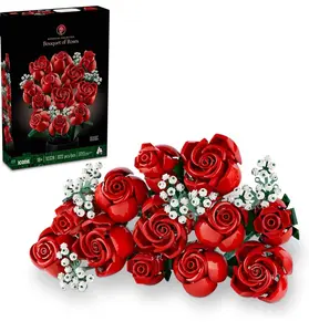 Valentine’s Icons Bouquet of Roses, Home Décor Artificial Flowers, Gift for Her or Him for Anniversary and Valentine’s Day, Botanical Collection, Decorative