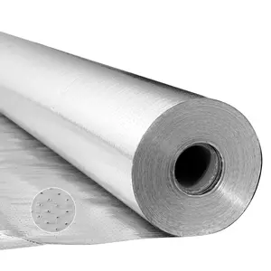 summervibes Double Reflective Insulation Roll, Perforated Woven Fabric Heat Barrier, 0.15mm Thick 48in x 125ft Length Roll Form, Double-Sided Aluminum Foil Thermal Shield for Windows, RV Roofs