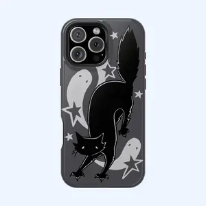 MagSafe Grey Scaredy Cat Phone Case, Y2K Cute Halloween Grunge, Gothic Indie Art, Cool Girl, Gift For Friends, Tough Case Phone, Magsafe Tough Phone, IP 17,16,15, 14, 13, 12, 11, X, Pro, Pro max, Plus, SS21-25, Ultra