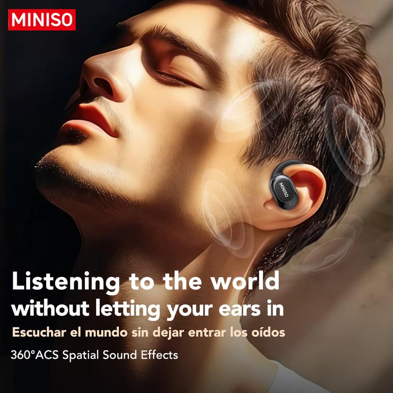 MINISO MS156 Ultra Open-Back True Wireless Bluetooth Earbuds High-Fidelity Stereo Sound IPX5 Waterproof Sports-Style Ear Tips Solar-Powered Anti-Theft Mount for Nest Cam Translation Earphones