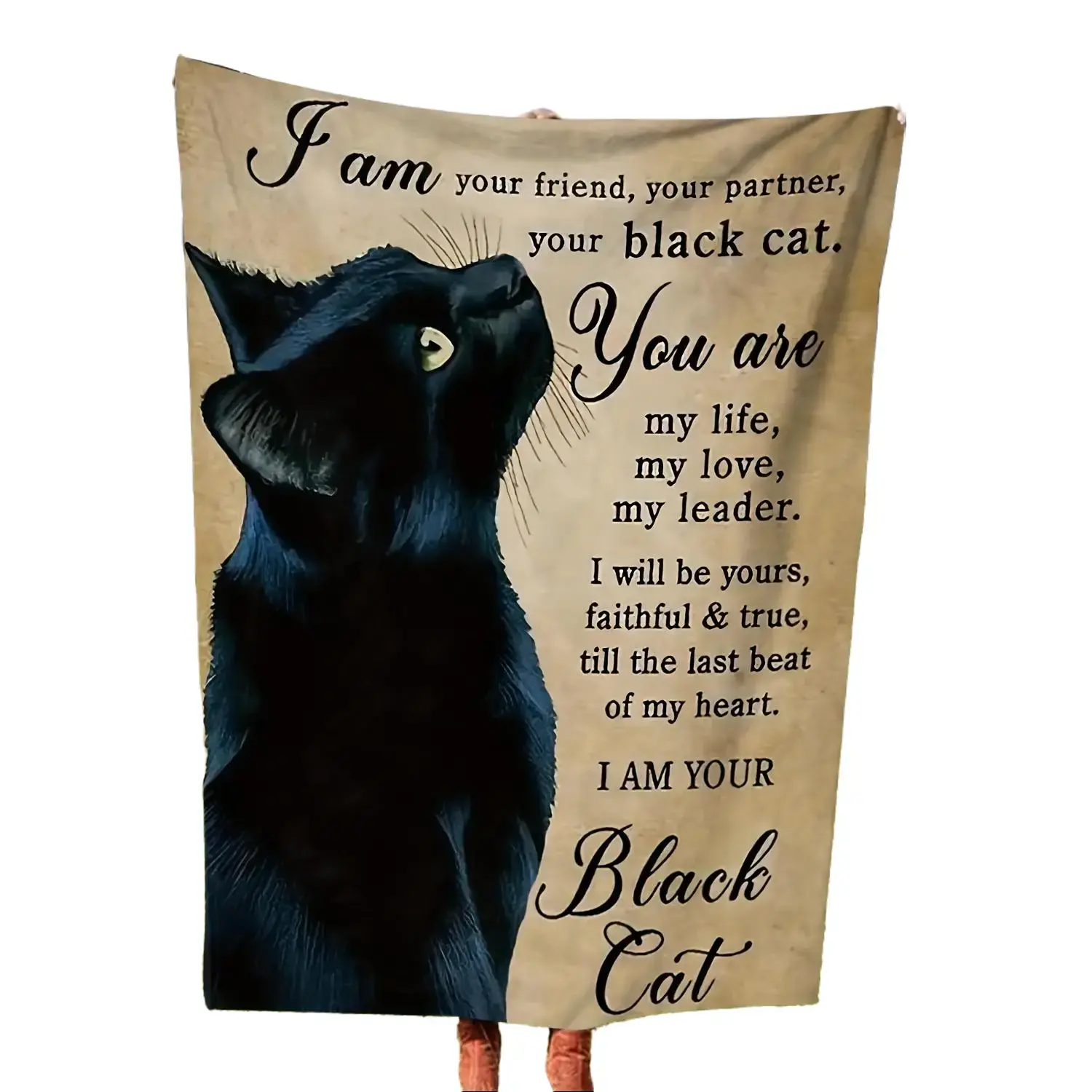 Black Cat Flannel Fleece Blanket, Soft Cozy Cat Lover Throw Blanket for Bed Sofa, Cute Pet Gift for Cat Moms and Women