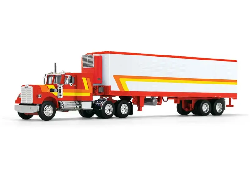 New Officially Licensed 1:64 Scale White Western Star 4900 Vintage Diecast Truck - 36in Sleeper, 40in Refrigerated Trailer, DCP 60-1945, First Gear, Collectible Model Car, Choking Hazard Small Parts, 36'' Sleeper, 40'' Trailer