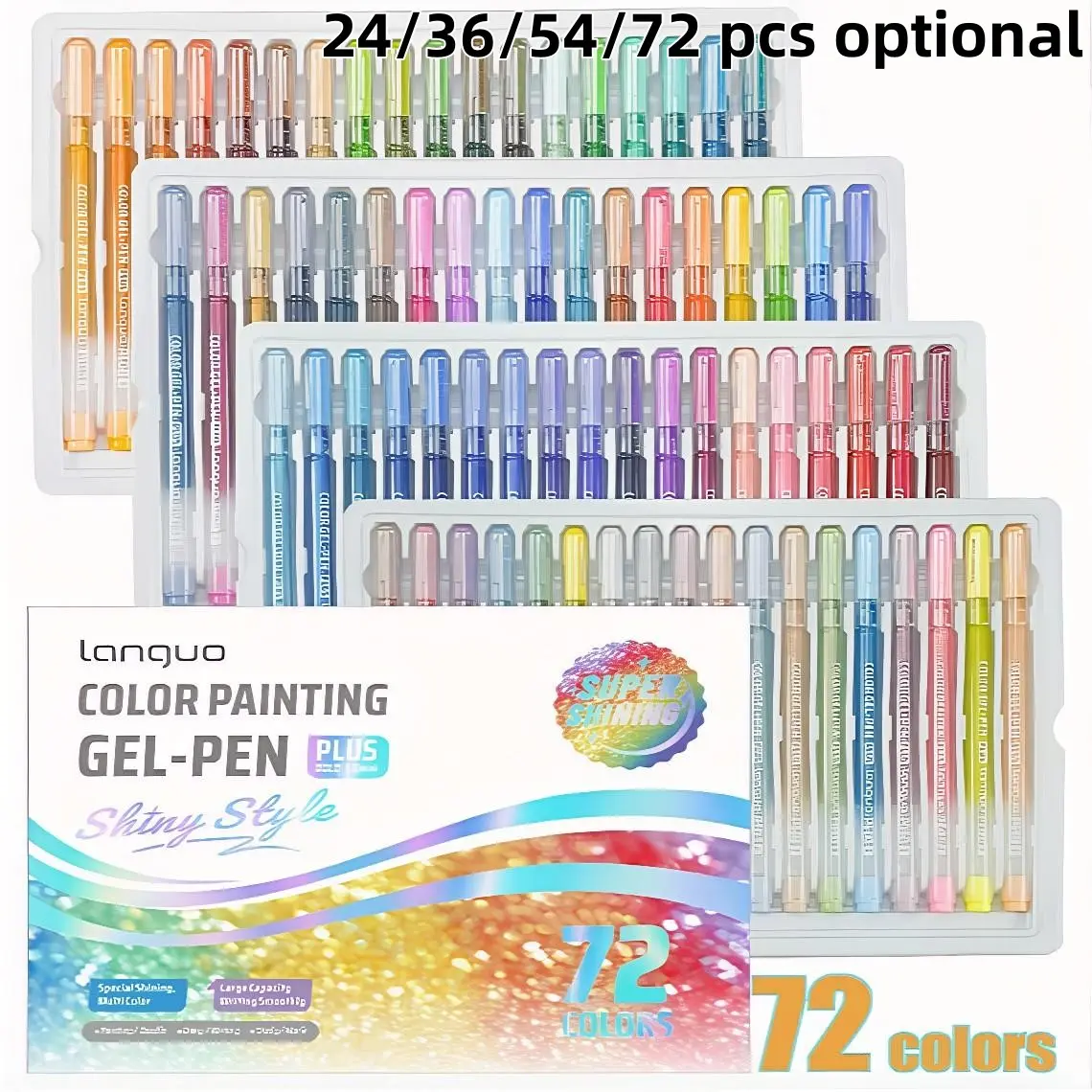 Languo Drawing Glitter Gel Pen Set, 1.00mm Fine Tip, Large Capacity Sparkle Ink Pens, Artist Designed, Creative Markers, Multicolor Markers for Art, Paint Pen