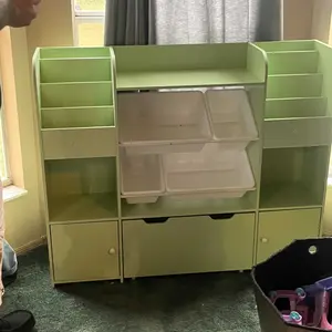 FOTOSOK 50''Large Toy Storage Organizer with 4 Toy Bins, Toy Organizers and Storage with Shelf and 6 Storage Cubbies and  Movable Drawer, Bookshelf for Kids, Playroom Organization and Storage Bins