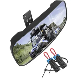 Ranger Rear View Mirror, HD Center Rear View Mirror for Ranger 500 570 900 XP 1000XP Crew 2017-2023 on the Factory Drop Down Mounting Tab (with 2 count of Belt Bypass)