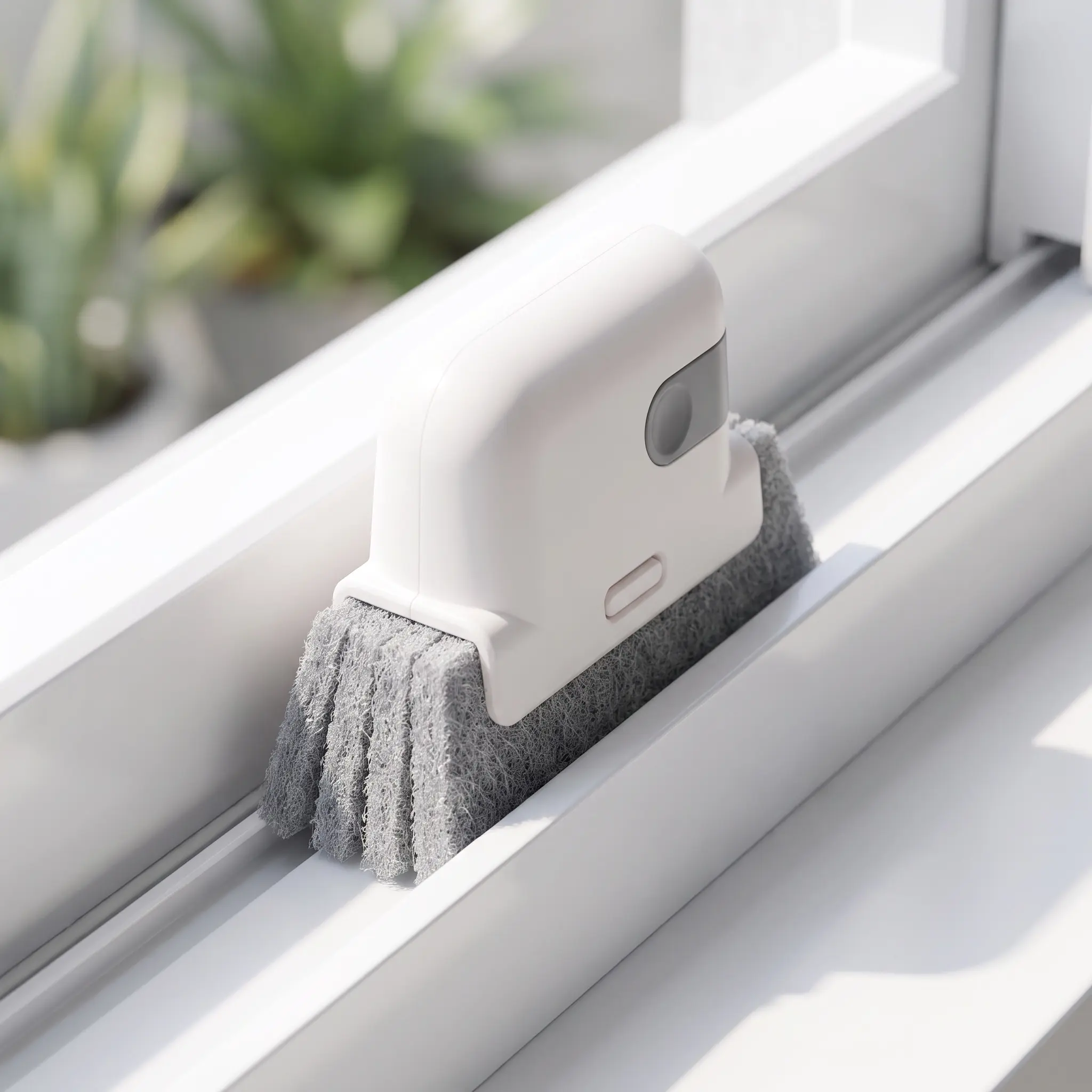 2 in 1 Window Track Cleaning Brush with Scraper, Handheld Groove Gap Cleaning Tool, Multifunctional Crevice Scrubber for Door Sliding Tracks, Kitchen Sinks and Corner Dust Removal