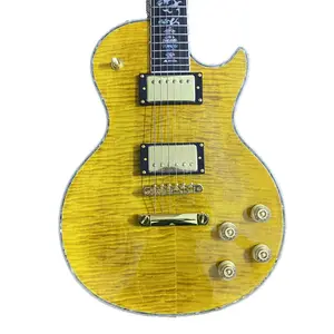 High-quality electric guitar, flame maple top, rosewood fingerboard, HH pickups, gold hardware, 6-string, 22 frets