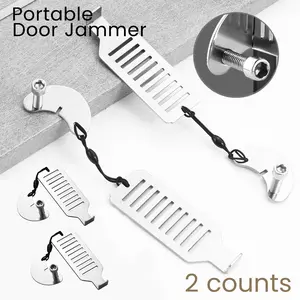 2 Counts of Improved Portable Door Lock, Stainless Steel for Strength, No Tools or Keys Needed, Compact for Travel