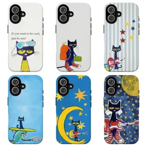 FL-Peteee the Cat "Just Be You" Inspirational Phone Case,Whimsical Cartoon Cat Multicolor Protective Cover For iPhone 11 12 13 14 15 16 17 Air Pro Max for Samsung S26 S25 S24 S23 S22 S21 Case,Gift for her/him/fans