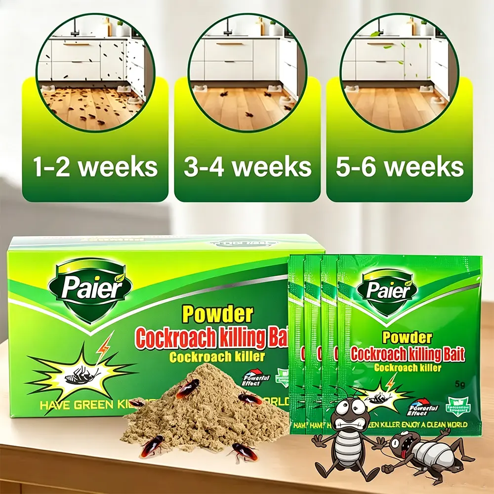 50 packets of high-efficiencycockroach bait powder, a fast-acting indoorcockroach killer-completely eliminatescockroach nests and colonies, suitable forkitchens and enclosed spaces.