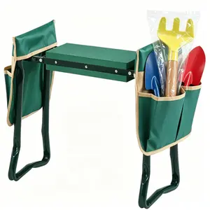 Garden kneeling pad, heavy-duty portable seat, portable garden stool with knee pads and 2 tool bags and 3 garden shovels, foldable garden bench, a gift for the elderly and family gardening enthusiasts.