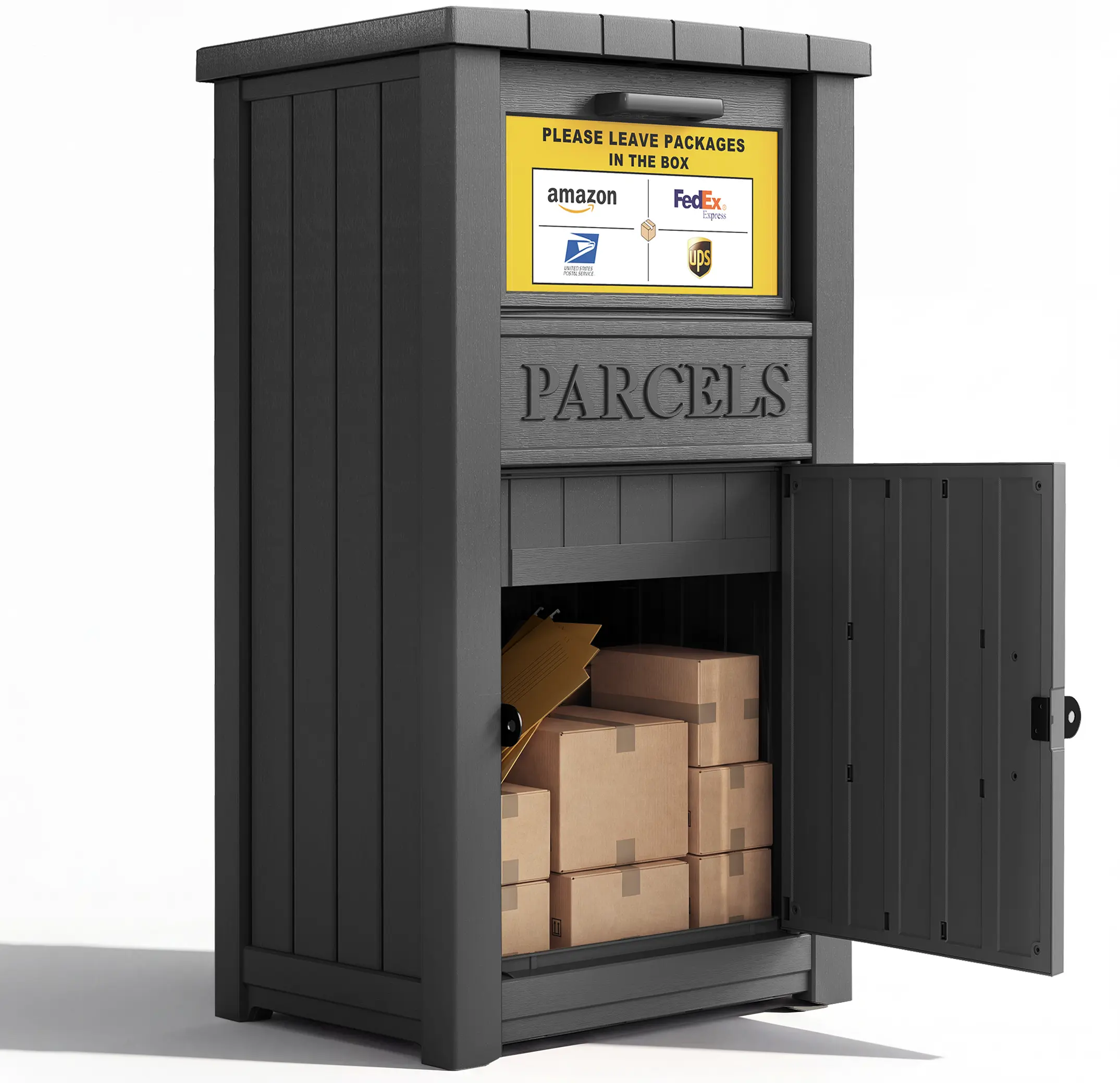 BIFANUO Package Delivery Box for Outside, Lockable Waterproof Anti-Theft Resin Parcel Drop Box, Secure Package Storage for Porch & Curbside, Black