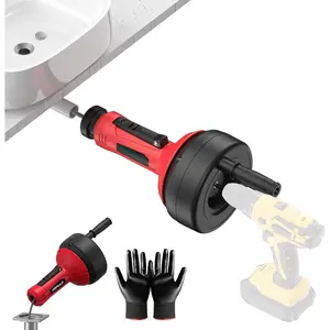 Auto-Feed 17FT Drain Snake Auger for 3/4"-2" Pipe, Plumbing Snake Drain Auger with Drill Adapter, Sink Snake Drain Hair Remover for Kitchen, Bathroom and Shower Sink, PMDA-5