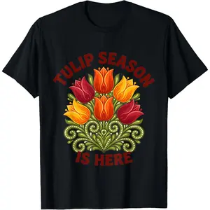 100%cotton Colorful Tulip Floral Mandala Garden for Men Women T-Shirt