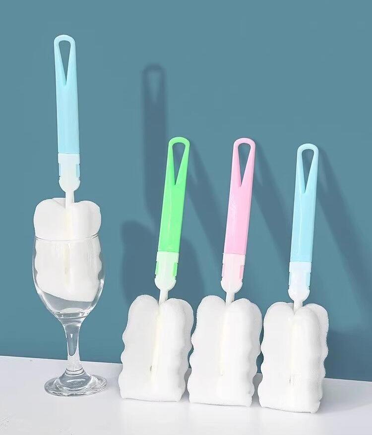 MINISO Long Reach Handle Bottle Brush - Soft Bristle Cleaning Tool with Detachable Sponge Head, Non-Scratch, Comfortable Grip, Multi-Purpose for Insulated Mugs, Bottles, Kitchen Use