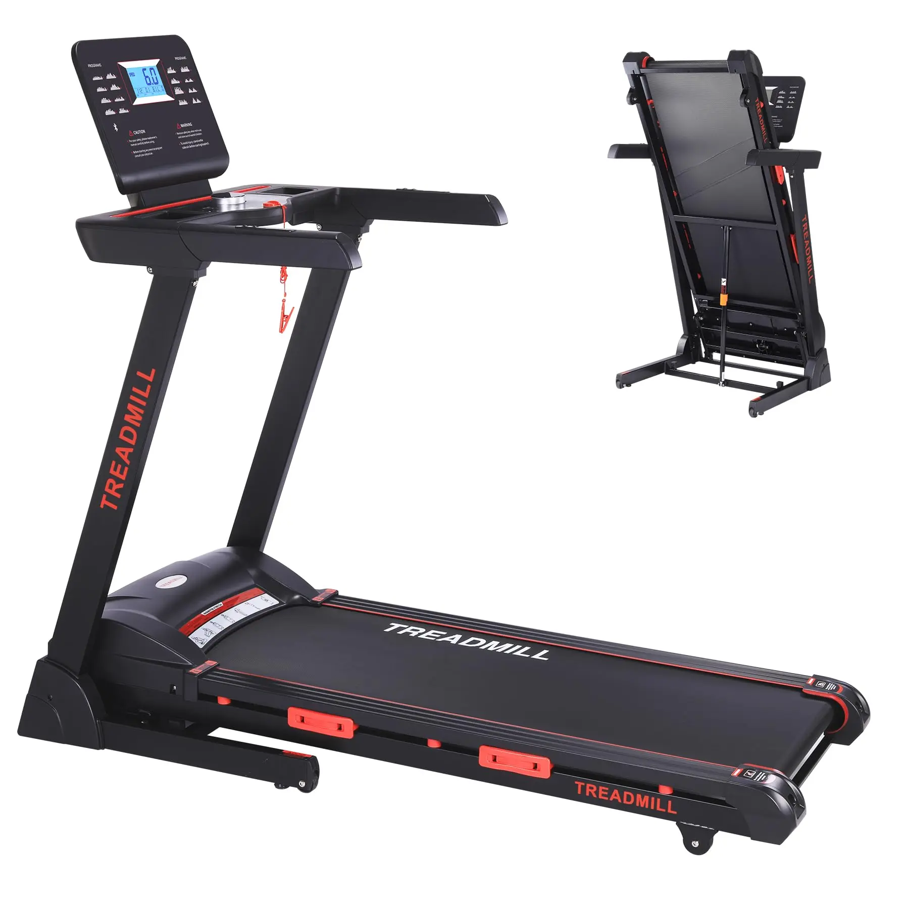 GARVEE Folding Treadmill with Auto Incline, Heart Sensor, Double Shock Absorption, Bluetooth Speaker, Cup Holder, for Home Office Indoor Cardio
