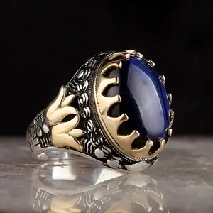 Fashion Handmade Turkish Wedding Rings Men Purple Opal Rings Fashion Punk Mens Islamic Religious Muslim Jewelry