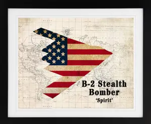 Northrop Grumman B-2 Spirit Wall Art - Map/Flag Print