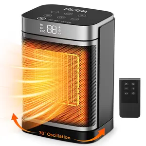 OSTBA Portable Space Heater for Indoor Use, 1500W Ceramic Electric Heater with ECO Thermostat, 70° Oscillation, Remote & 24H Timer, Safe Quiet Room Heater for Bedroom, Office, Desk, ETL Listed